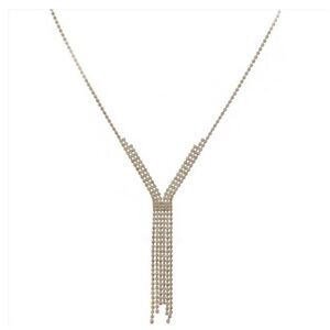 Gold Austrian Crystal Y-Lariat Fringe Necklace | Charleston Lifetime Plating